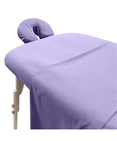 London Linens Soft Microfiber Massage Table Sheets Set 3 Piece Set - Includes Massage Table Cover, Massage Fitted Sheet, and Massage Face Rest Cover (Lilac)