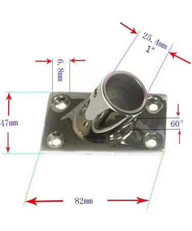 NRC&XRC Boat Hand Rail Fitting- 60 Degree 1 Rectangular Base Marine 316 Stainless Steel - Buy Online on GoSupps.com