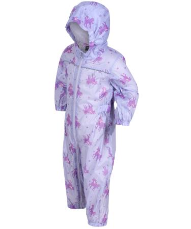 Regatta Unisex Kids Puddle Iv All-in-One Suit 18-24 Lilac Bloom Unicorn