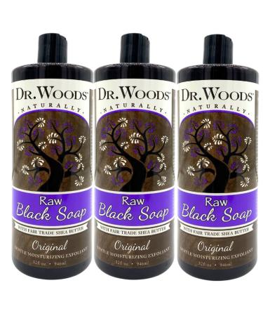 Dr. Woods Raw African Black Liquid Soap with Organic Shea Butter, 32 Ounce (Pack of 3)