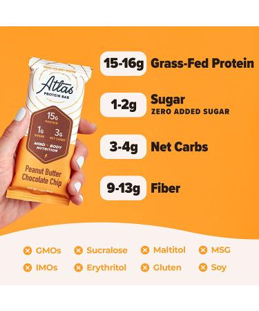 Atlas Mind + Body Keto Protein Bar - Ultimate Variety - Low Carb, High Fiber, Organic Ashwagandha - 10 Count (Pack of 2) - Buy Online on GoSupps.com