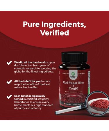 Red Yeast Rice with CoQ10 Supplement 1200mg - Heart Health & Cholesterol Support - Citrinin-Free Formula with CoQ10 100mg - 120ct Capsules - Buy Online on GoSupps.com