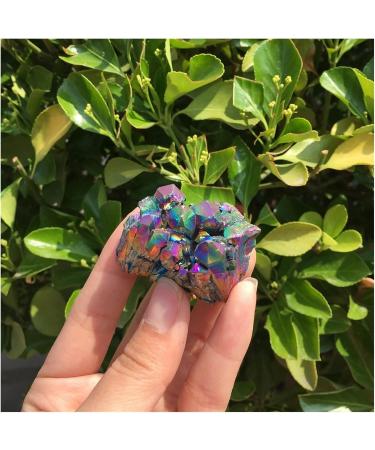 Natural Crystal Rough 3pcs Aura Angel Crystal Cluster Natural Titanium Coating Gemstone Quartz Cluster Home Decor 110-120g - Buy Online on GoSupps.com