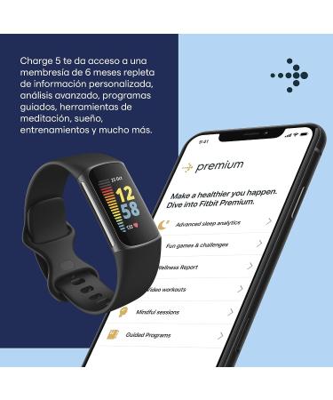 Fitbit Charge 5 Advanced Fitness & Health Tracker with Built-in GPS, Stress Management Tools, Sleep Tracking, 24/7 Heart Rate and More, Black/Graphite, One Size (S &L Bands Included) (Renewed) Graphite/Black - Buy Online on GoSupps.com