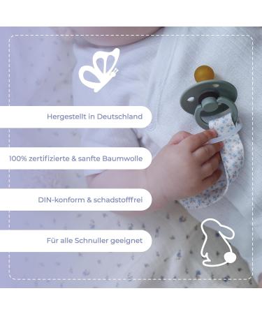 Buy Piccolila Organic Cotton Baby Pacifier Chain | BPA-Free Silicone & Wood Clip | Flower Meadow Design - Buy Online on GoSupps.com
