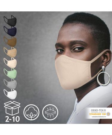 JAGO facial mask-washable 2-layer filter compartment made of cotton for women and men 2/4/8/10 Set and color choice-community mask makeshift mask everyday mask fabric mask 2 pieces (1 Pack) pink