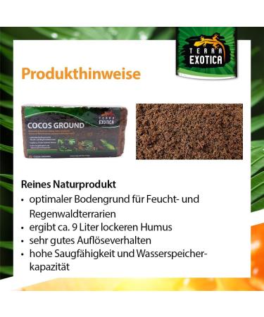 Coco's Ground Coconut Humus for Terrariums | 9L Substrate for Amphibians Reptiles & Vertebrates | Organic Coconut Fiber Litter (650g Brick) - Buy Online on GoSupps.com