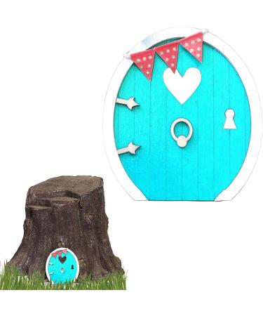 Miniature Fairy Garden Door Miniature Fairy Home Door | Garden Gnomes Outdoor Fariy House Door Wooden Tree Decorations Fairy Garden Accessories Blue - Buy Online on GoSupps.com