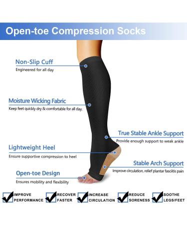 3 Pairs Athbavib Open Toe Compression Socks for Men Women - Multi1 (Large-X-Large) - Buy Online on GoSupps.com