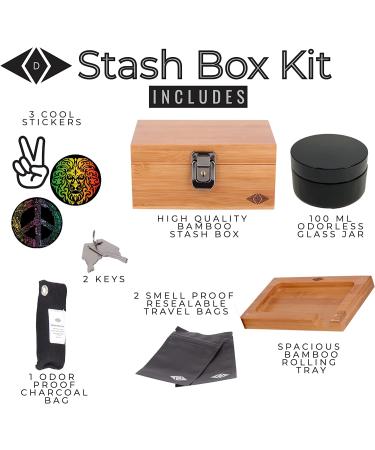 Premium Box Kit with Lock - 100mL Airtight UV Jar, Charcoal Bag, 2 Odorless Resealable Bags - Buy Online on GoSupps.com