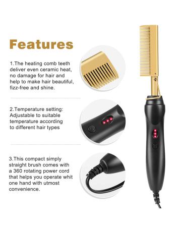 Buy HANDA Hot Comb - Adjustable 450 F Hair Straightener & Curling Iron | Fast Heating Anti-Scald Ceramic Comb - International Shipping Available - Buy Online on GoSupps.com
