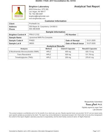 ProHealth Longevity Liposomal NMN Pro Complete (90 Capsules) - Liposomal Uthever NMN, Trans-Resveratrol, TMG 90 Count (Pack of 1) - Buy Online on GoSupps.com