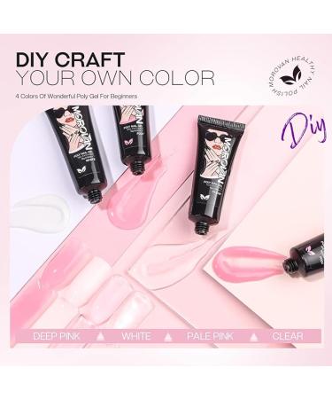 Morovan Poly Gel Nail Colors Kit - 4 Clear Pink Poly Nail Gel Set for DIY Nail Art - Buy Online on GoSupps.com