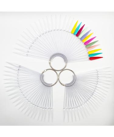 150Pcs Nail Swatch Sticks Stiletto, Nail Color Swatches for Display, Clear Nail Swatches with Ring, Nail Sample Sticks for Showing Nail Art