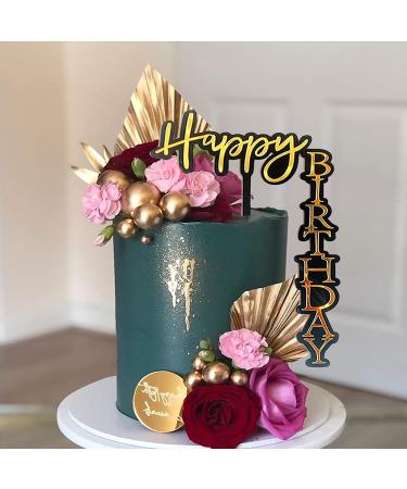 23-Piece Gold Palm Leaves Birthday Cake Topper Set for Party Decoration - Buy Online on GoSupps.com
