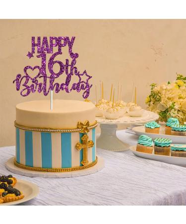 Tenhaisi Glitter Purple Happy 16th Birthday Cake Topper Funny 16th Birthday Cake Topper - Happy Sweet 16 Cake Picks for Girl - Cheers to 16 Years Birthday/Wedding Anniversary Party Supplies - Buy Online on GoSupps.com