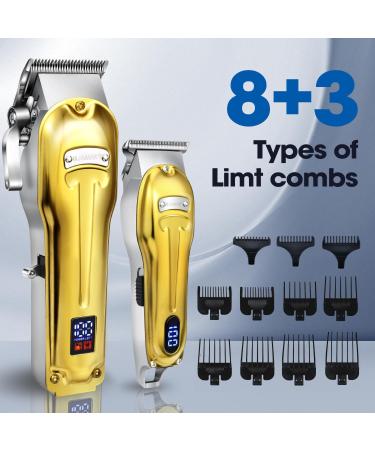 2 in 1 Hair Clipper for Men - Professional Gold Barber Clipper & Trimmers Set Wired/Wireless Zero Gap Beard Trimmer with LED Display 6500 RPM - Buy Now - Buy Online on GoSupps.com