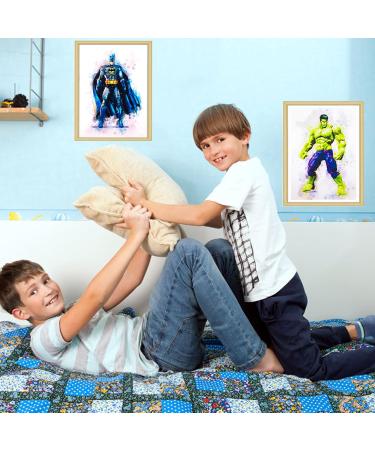 Yumcute Superheroes Watercolor Art Posters - 8-Piece Avengers Wall Decor for Kids' Bedrooms (A4 Unframed) - Buy Online on GoSupps.com