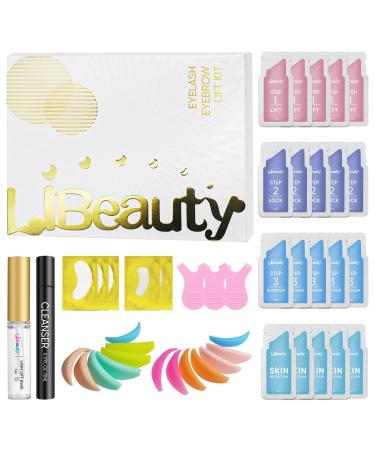 Libeauty Lash Perm Kit Professional Lash Lift and Brow Lamination Kit Friendly for DIY at Home Keep Lashes Curling 4 Weeks with 'L' Shape Lash Lift Pad