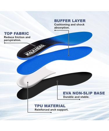 Plantar Fasciitis Insoles High Arch Support Orthotic Inserts | Blue, Mens 8-8 1/2 | Womens 10-10 1/2 - Relieve Foot Fatigue - Buy Online on GoSupps.com