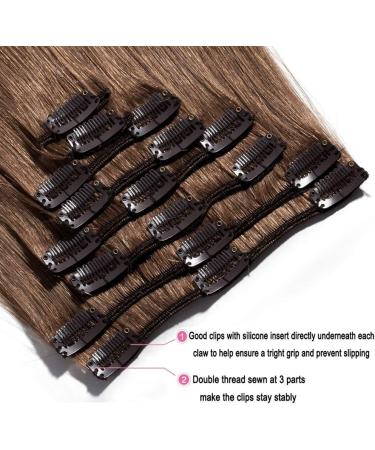 Elailite Standard Weft Hair Extensions - 20 Light Brown Remy Clip-In Human Hair - 8 Pieces Full Head, 105g - Buy Online on GoSupps.com