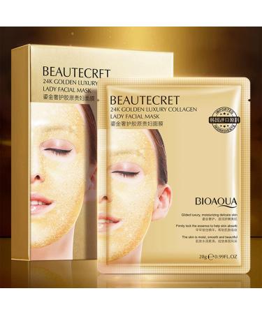 BIOAQUA Beautecret 24k Golden Luxury Collagen Lady Facial Mask Moisturizing Smooth Facial Skin Care 4x28g