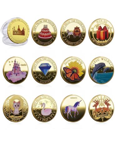 MIIKUU 12 pieces tooth fairy coins tooth fairy coins tooth fairy Goldtaler with different patterns gold coins children tooth fairy gifts tooth fairy souvenirs to reward the milk tooth failure - Buy Online on GoSupps.com