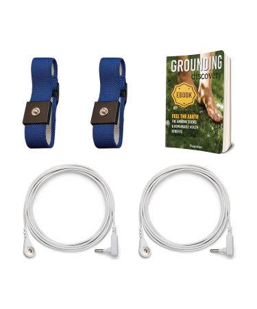 Earthing Pro Grounding Wrist Strap X2 with Straight Grounding Cable (4.5m) X2 Great Grounding Products Improve Sleeping Quality, Reduce Stress & Inflammation, White