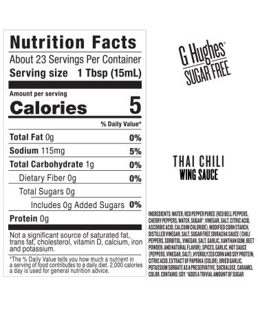 G Hughes Sugar Free Thai Chili Wing Sauce 12 Fl Oz (Pack of 3) | 3-Pack Bundle | Delicious Low Carb Sauce for Wings - Buy Online on GoSupps.com