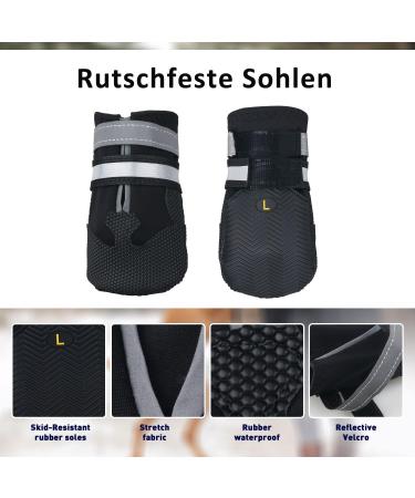 Reestboo Dog Shoes - Waterproof Anti-Slip Paw Protection Boots for Small Dogs | Reflective Straps & Velcro Fasteners | Ideal for Snow & Rain (Black Size S) - Buy Online on GoSupps.com