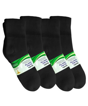 Basico Women/Men 12 Pair Diabetic Socks Crew/Ankle 9-11/10-13 Size (Crew 9-11 Black)