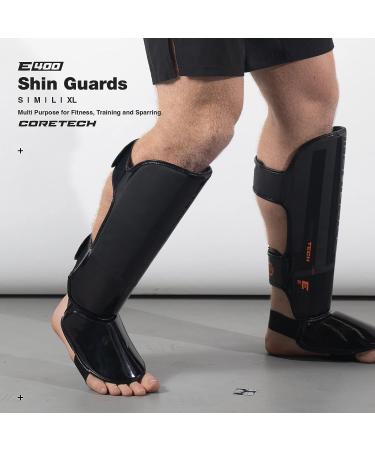 Engage Shin Guards E-Series | Medium Black for MMA, Kickboxing, Muay Thai, BJJ, Karate, Taekwondo - Buy Online on GoSupps.com