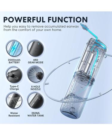 Electric Ear Wax Removal Kit - 4 Pressure Modes for Safe & Effective Ear Cleaning - Includes Basin and 10 Tips - Black - Buy Online on GoSupps.com