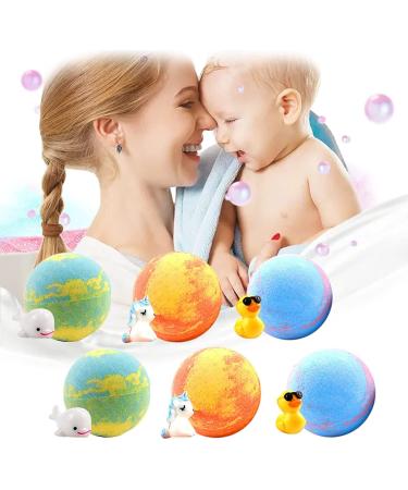 Bath Bombs for Kids with Toys Inside  6 Organic Bubble Bath Bombs with 6 Small Animals  Handmade Kids Safe Bubble Bath Fizzies Vegan Essential Oil Spa Fizz Balls Kit