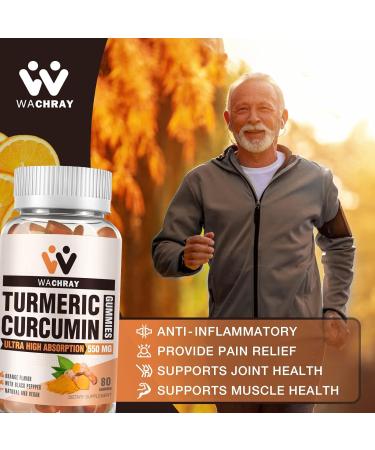 Turmeric Curcumin Gummies with Ginger & Black Pepper Extract - 3 Pack | 80 Count (Pack of 3) | Vegan & Organic Tumeric Supplements for Pain, Inflammation, Joint & Weight Health Support - Gelatin-Free for Adults & Kids - Buy Online on GoSupps.com