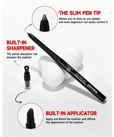 Dark Green Waterproof Eyeliner Pencil 2Pcs Smudge Proof Long Lasting Gel Eyeliner Creamy Waterline Eyeliner Highly Pigmented Micro-Fine Retractable Eyeliner with Built-In Sharpener & Smudger-06 06 Dark Green - Buy Online on GoSupps.com