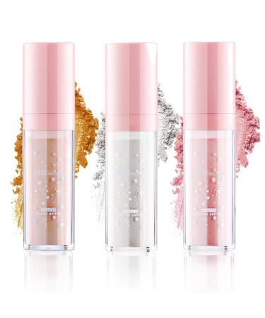 3 Colors Fairy Dust Highlight Patting Powder Magic Polvo De Hadas Highlighter Makeup Body Glitter Face Blusher Patting Powder Daily Party Halloween Christmas Body Contouring Shimmer Powder(3PCS)
