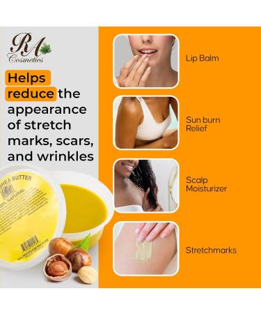 RA Cosmetics 100% Pure African Shea Butter, Golden - Unrefined, Raw African Luxury Head-to-Toe Moisture Miracle for Radiant Skin and Luscious Hair - Sourced from Ghana - 16 oz Jar - Buy Online on GoSupps.com