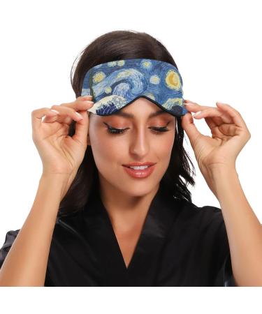 Haskirky Light Blocking Eye Mask - Adjustable for Men and Women - Ideal for Travel, Yoga, Meditation, Office - Deep Sleep and Comfort - Van Gogh Wave Design - Buy Online on GoSupps.com