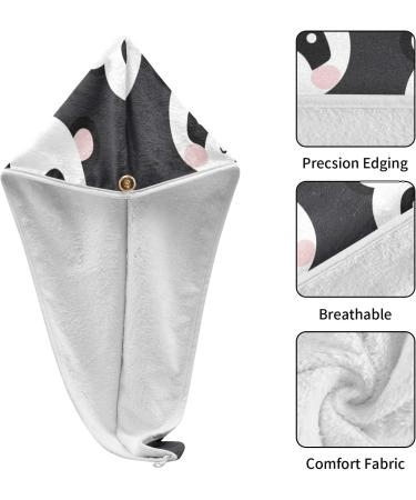 Cute Panda Black Hair Towel 2 Pack | Super Absorbent Quick Dry Turbans for Women & Girls - Buy Online on GoSupps.com