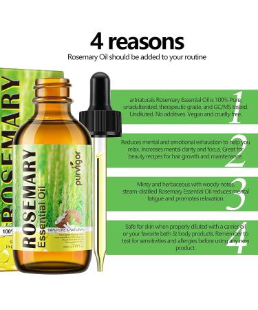 Rosemary Essential Oil for Hair Growth & Skin Care (2 Fl Oz) - Stimulates Growth, Nourishes Scalp, Improves Circulation - Hair Loss Treatment - Buy Online on GoSupps.com