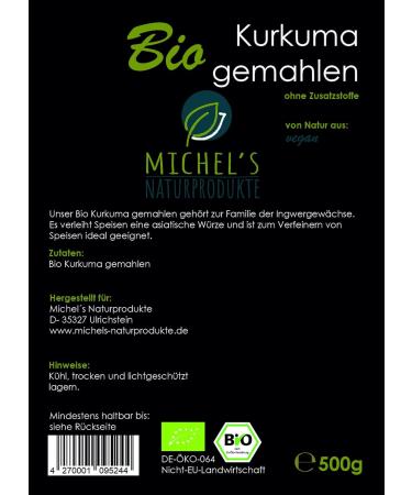 Buy Michel's Natural Bio Turmeric Powder 500g - Raw Food Quality Spice | Organic Curcumin | Indian Saffron Yellow Root Powder - Buy Online on GoSupps.com