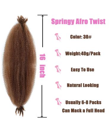 LPARMJIT Springy Afro Twist Hair Extensions - 16 Inch Kinky Marley Twist Braids (3 Packs) for Soft Butterfly Locs - Pre-Fluffed Afro Braid Hair - 30# - Buy Online on GoSupps.com