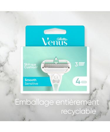 Gillette Venus Deluxe Smooth Sensitive Blade Refills X4 For Women 3 Blades - Buy Online on GoSupps.com