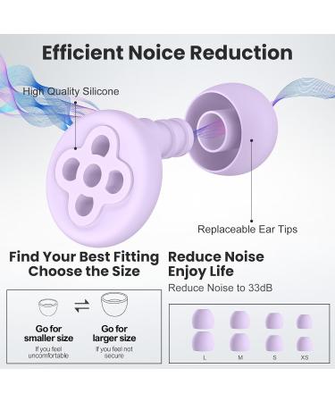 2 Pairs Reusable Noise Cancelling Ear Plugs for Sleeping - Soft Silicone Hearing Protection for Sleep Snoring Swimming & More | 33dB - Hh-purple - Buy Online on GoSupps.com