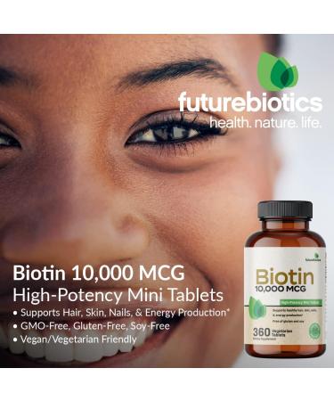 Futurebiotics Biotin 10 000 MCG High Potency Tablets Supports Healthy Hair Skin & Nails & Energy Production Non-GMO 360 Vegetarian Tablets 360 Count (Pack of 1) - Buy Online on GoSupps.com