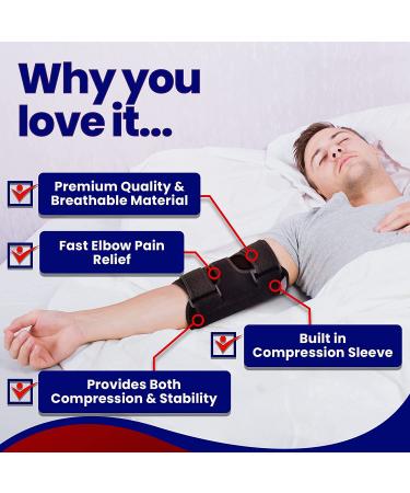 Elbow Splint for Tendonitis & Cubital Tunnel Brace - Tennis Elbow Support with Arm Compression Sleeve - Ulnar Nerve Brace for Men & Women - Pain Relief & Sleep Aid - Buy Online on GoSupps.com