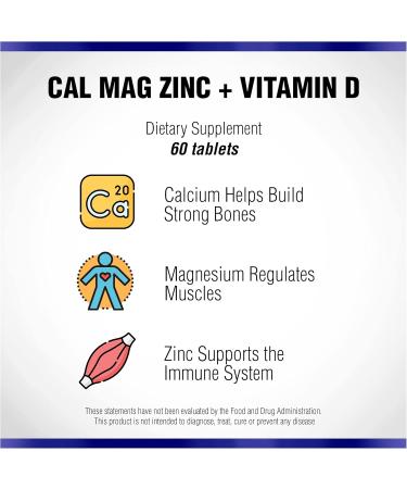 Calcium Magnesium Zinc Vitamin D Supplement 60 Tablets by Natural Systems - Calcium Magnesium Zinc and VIT D Supplements for Strong Immune System - Magnesium Supplement for The Immune System - Buy Online on GoSupps.com
