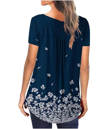 KICILVS Womens Floral Printed Tunic Top - Short Sleeve Henley V-Neck Tee | Casual Dressy Blouse for Leggings | Navy XXL - Buy Online on GoSupps.com