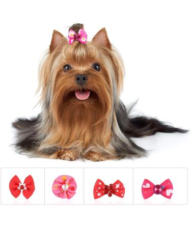 POPETPOP 50pcs Dog Bows with Rubber Bands - Multicolor Rhinestone Beads Flowers Topknot Puppy Bows for Pet Cat Dog Hair - Mixed Color - Buy Online on GoSupps.com